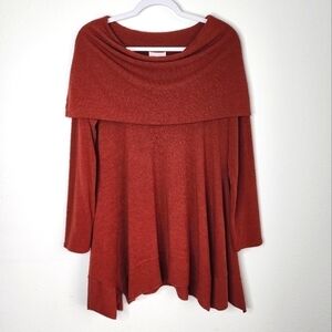 Soft Surroundings Bcall Cowl Neck Tunic Top Lagenlook Dark Red Medium